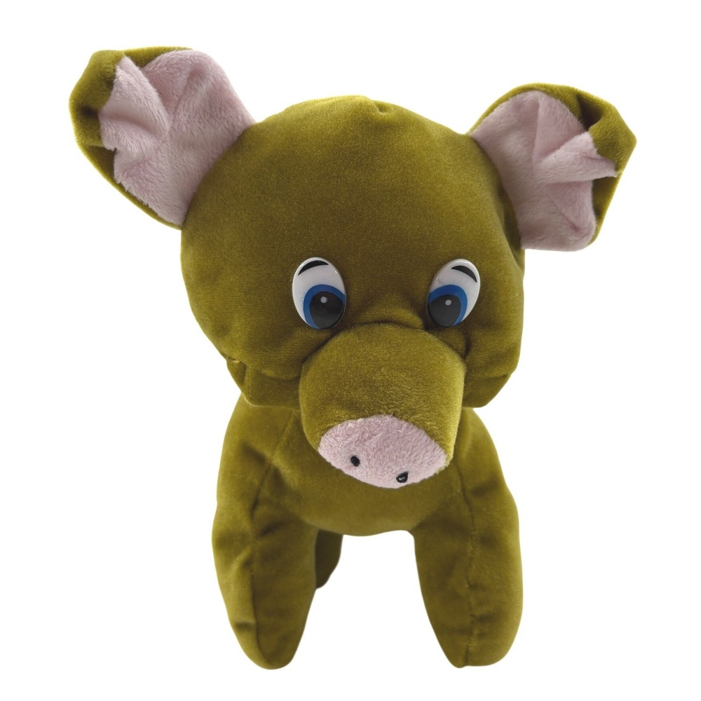 Vintage Quality Plush Mazsola Green Pig Plush Hungarian Cartoon Puppet Toy